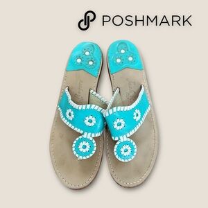Jack Rogers Turquoise White Leather Sandals size 10